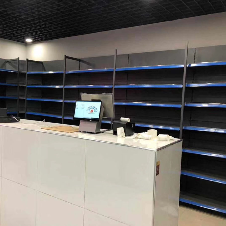 Heavy-Duty Steel Gondola Shelf Double-Sided Display Stand Rack for Supermarket and Store Modern Appearance