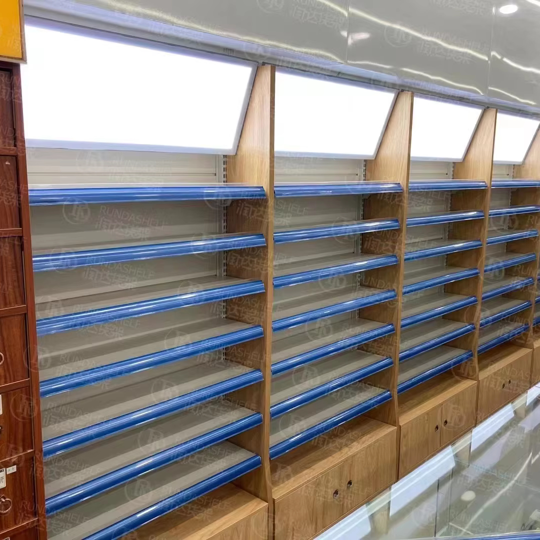 Full White and Wood Pharmacy Used Convenience Store Use Equipment Runda Gondolas for Pharmacy