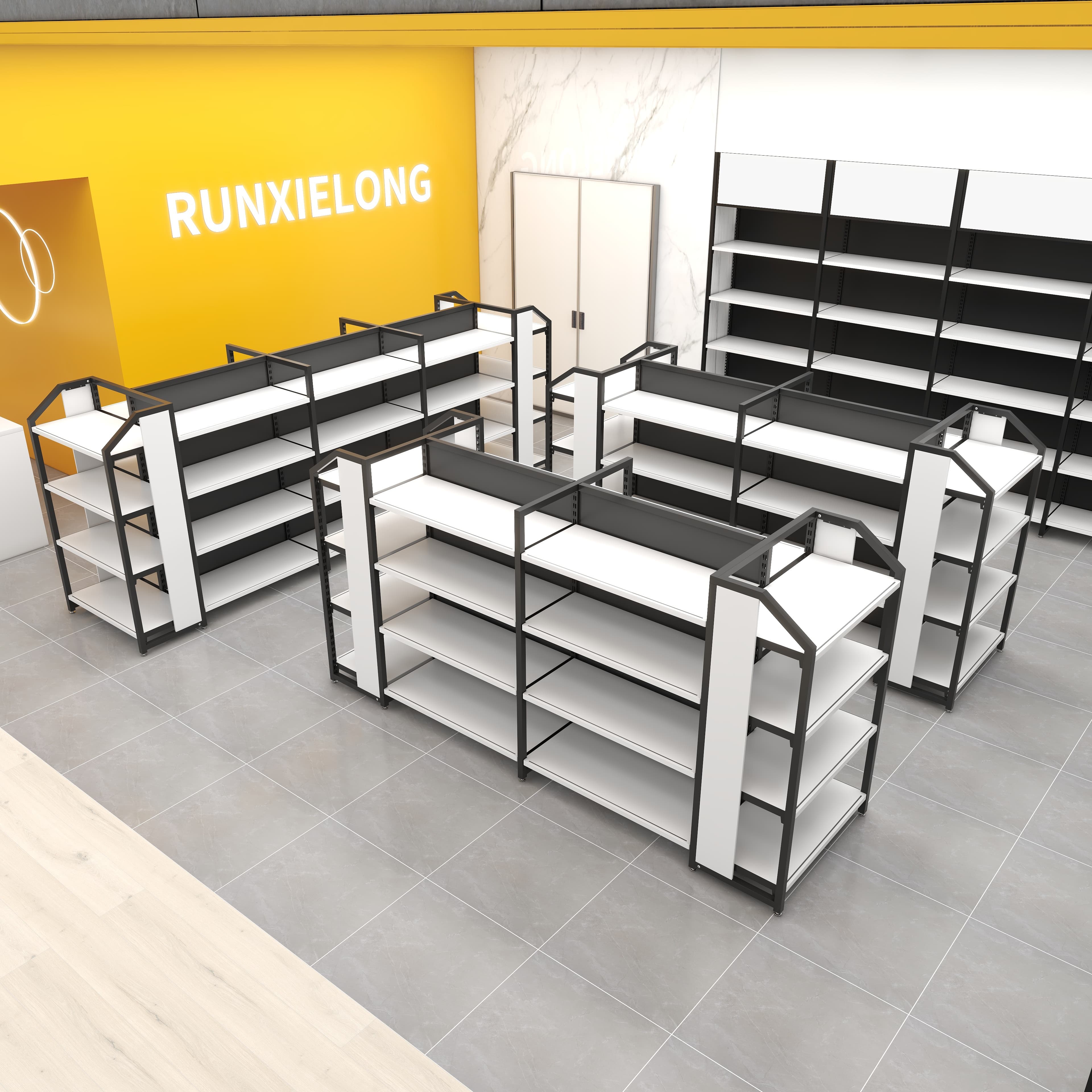 Hot Sale Supermarket Rack Lightweight Wooden Metal Display Shelf Grocery Wine Gondola Shelving Efficient Storage Shopping Malls