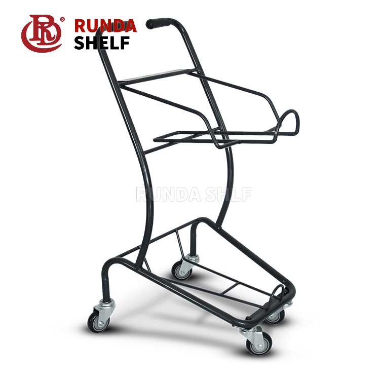 unFolding Wire Supermarket Trolley with Wheels Used As Shopping Cart or Magazine Rack