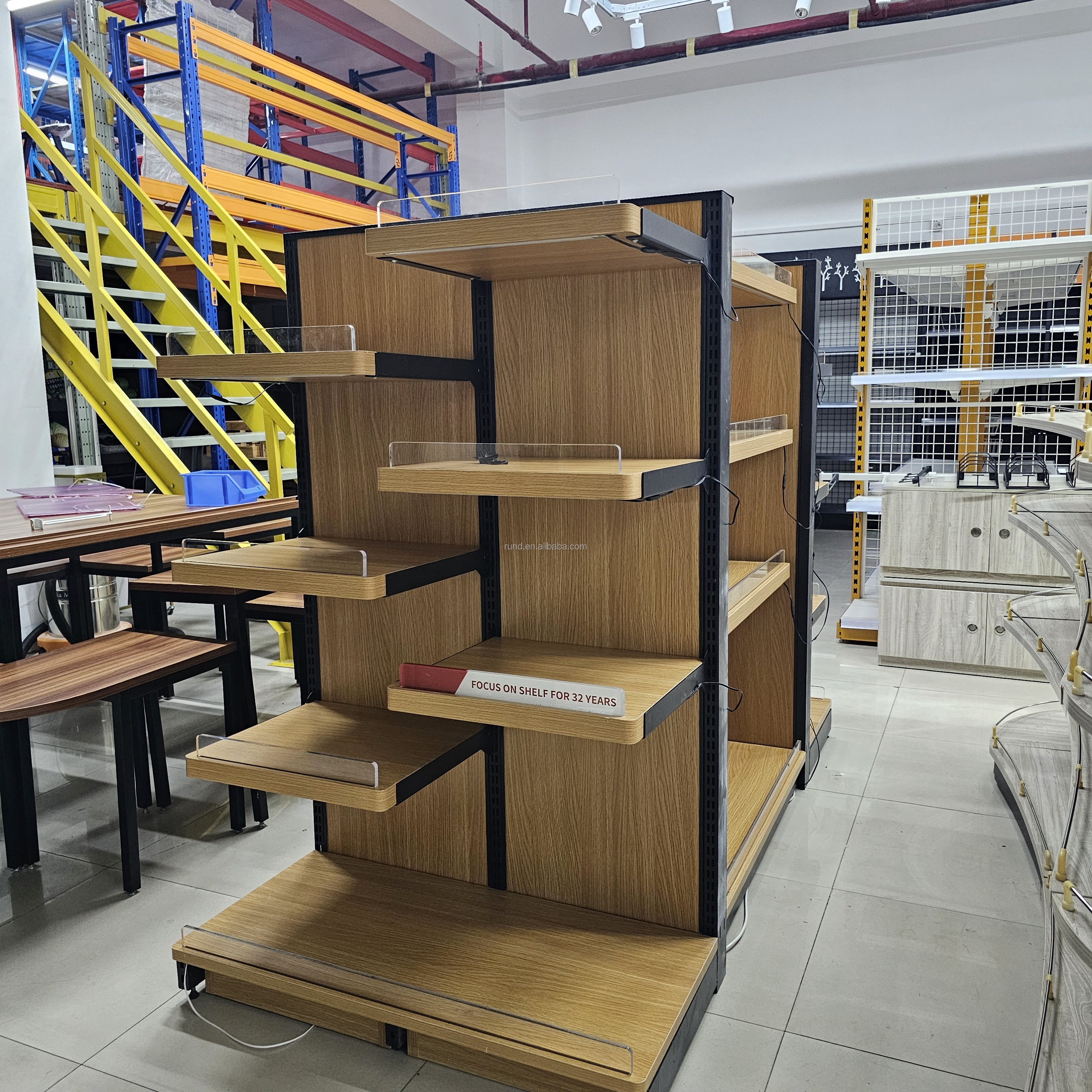 Hypermarket Display Rack Runda Supermarket Rack Double-sided Metallic Heavy Duty Supermarket Equipment High Steel 5 Shelves 80KG