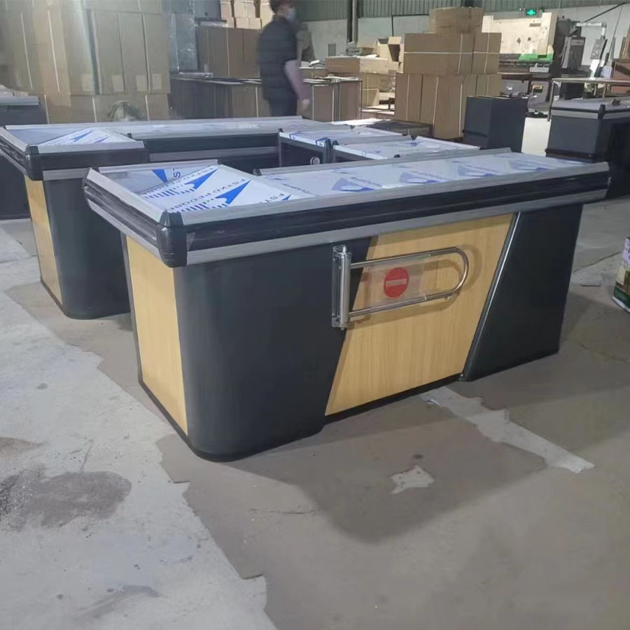 Retail Checkout Cash Register Counter with Showcase Front for Supermarket & Reception Desk Hookah Cabinet & Cashier Counter