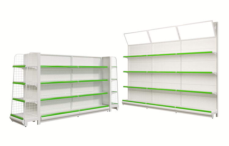 Custom High Quality Steel Gondola Display Stand for Retail Store Fashion Efficient Storage with Pegboard Back Panel