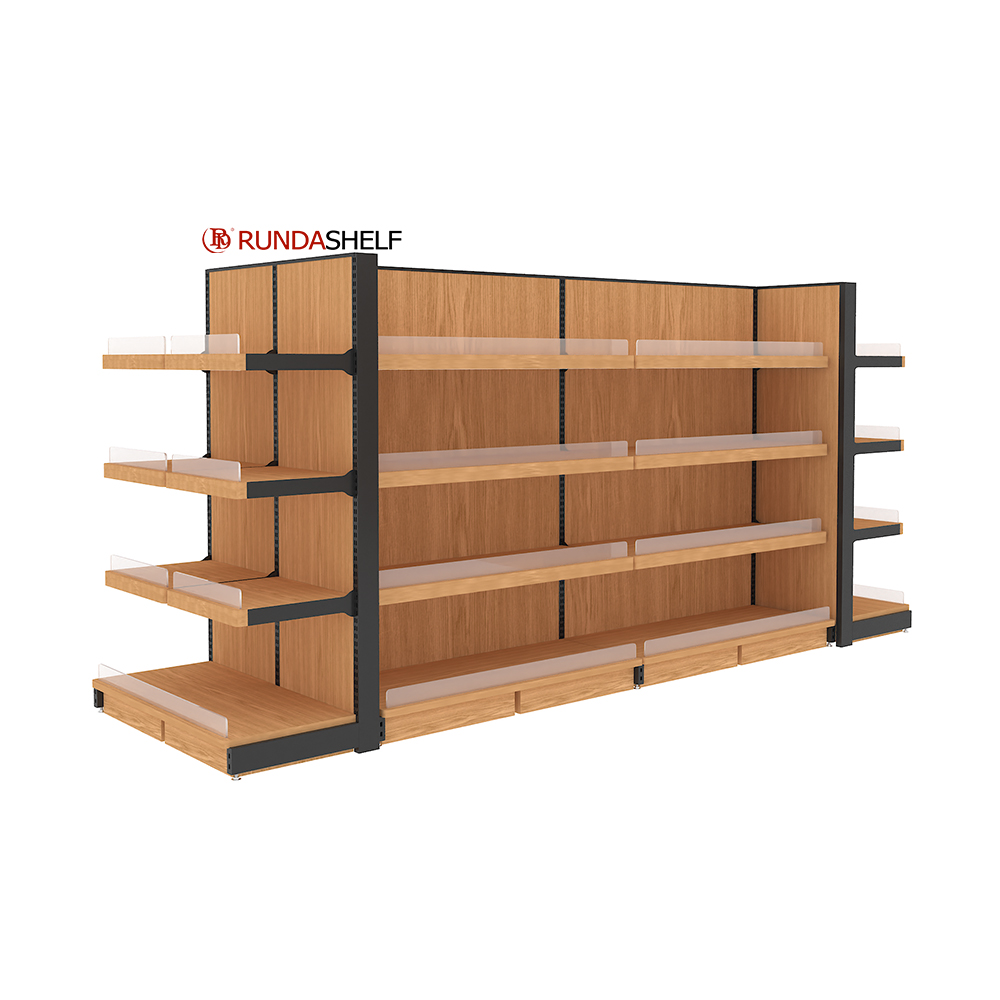 Large Commercial Supermarket Shopping Shelves Gondola Steel and Wood Display Equipment for Grocery Store Tools