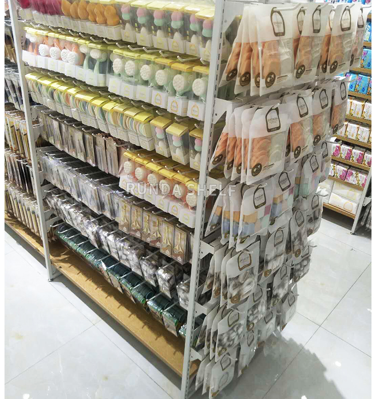 RD 23# MINISO Shelf Steel and Wood Supermarket Shelf Convenience Store Accessories Store Display Rack