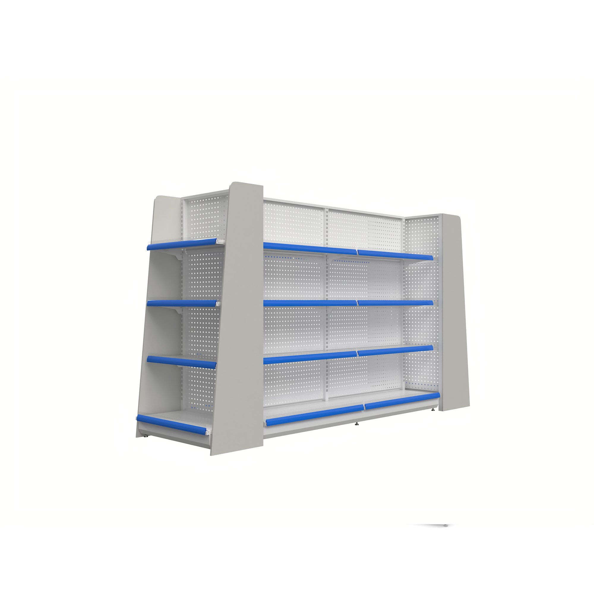 Double-Sided Supermarket Pharmacy Drug Shelf Storage Rack Light Duty Metallic Island Display Rack