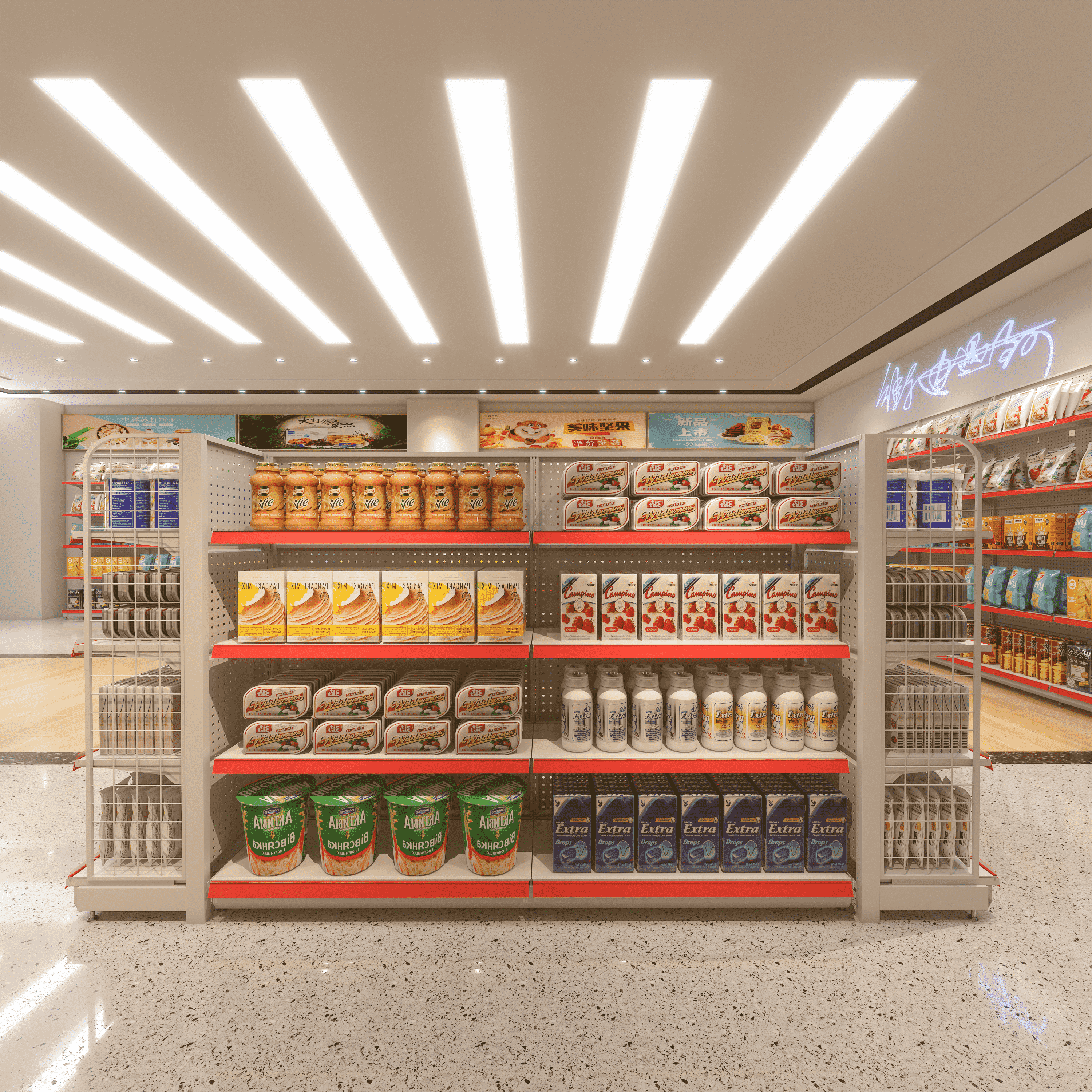 Retail Display Stand Supermarket Rack Light Duty Single Sided Steel Shelving Wall Model 17#
