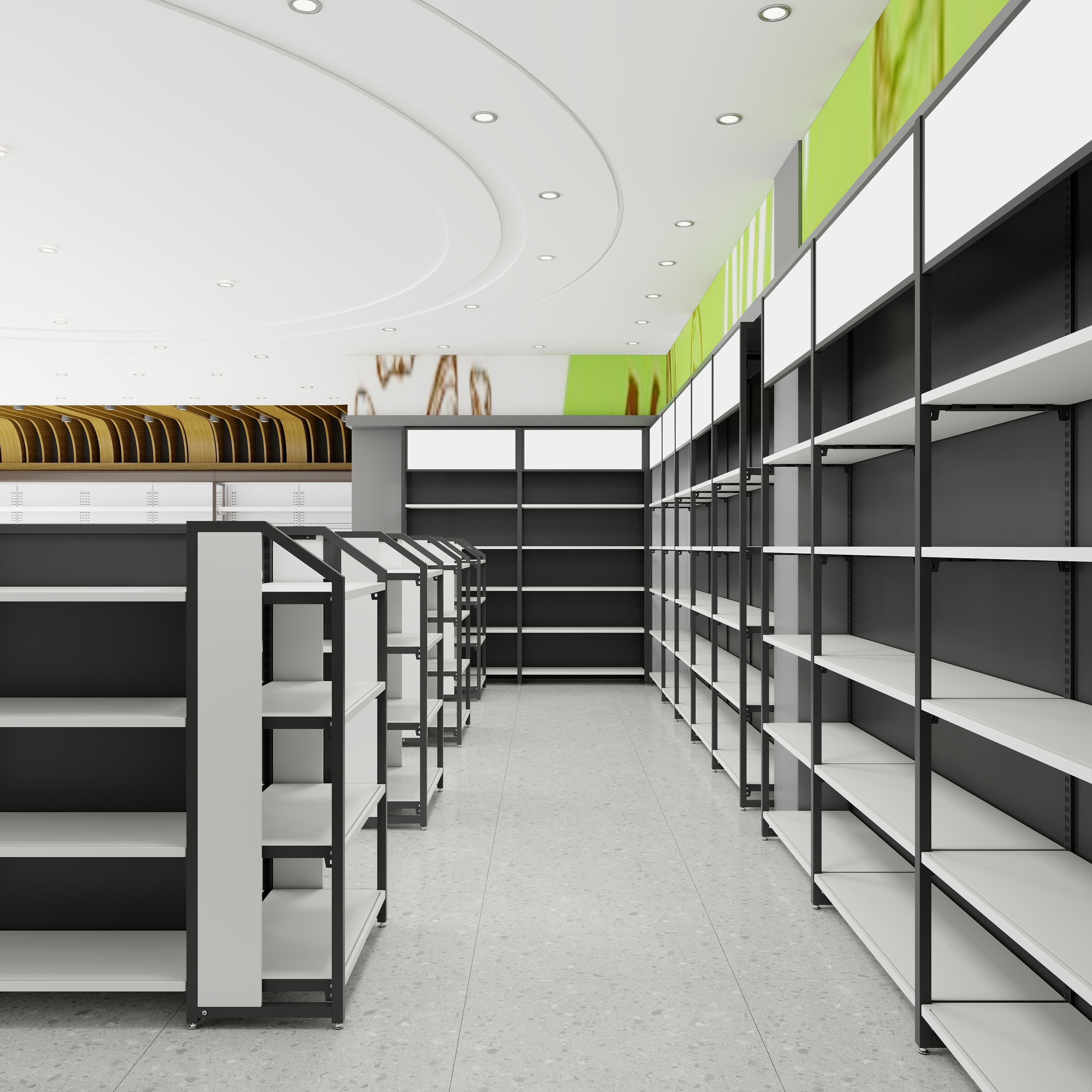 Best High New CN;GUA 23# Custom Multi-Function Supermarket Shelves Equipment Steel Wooden Retail Racks Stacking Racks Shelves