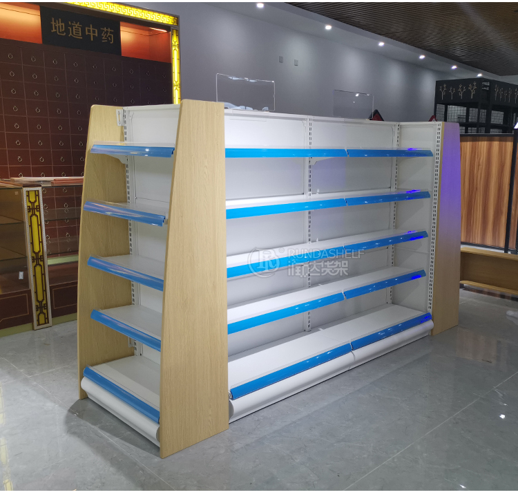 2022 Supermarket Gondola Metal Display Rack Light & Heavy Duty Steel Shelf Equipment Modern Appearance Hot Selling for Stores