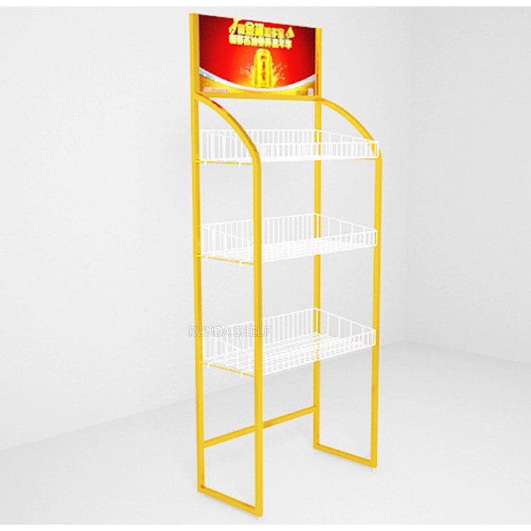RD-WMS-08 Light Duty Supermarket Rack Retail Store Used Clothing Gondola Shelving Display Hook Vending Stand Metallic Material