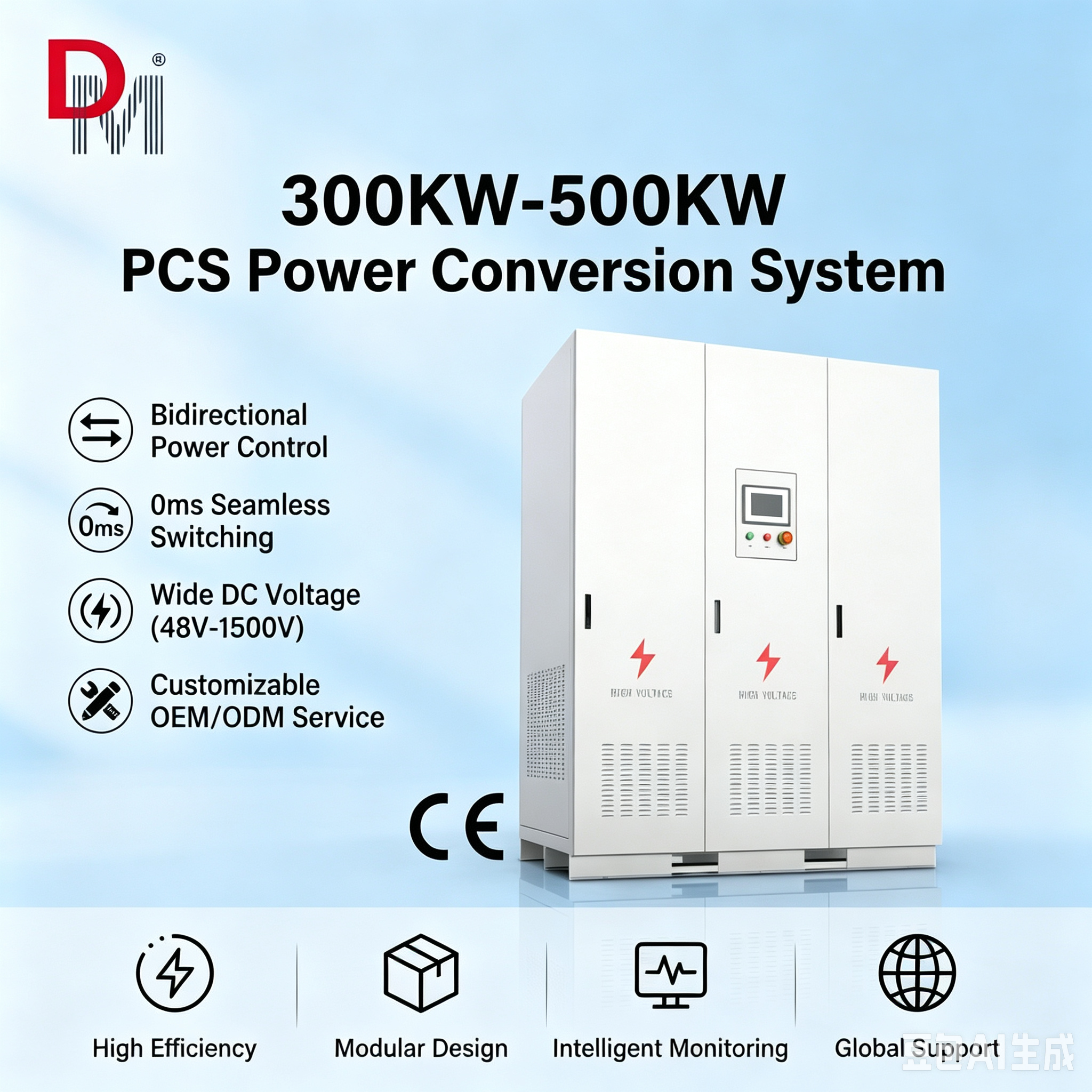 Deming 300kW Battery Energy Storage PCS Bidirectional Inverter with Isolation Transformer for Commercial and Industrial ESS