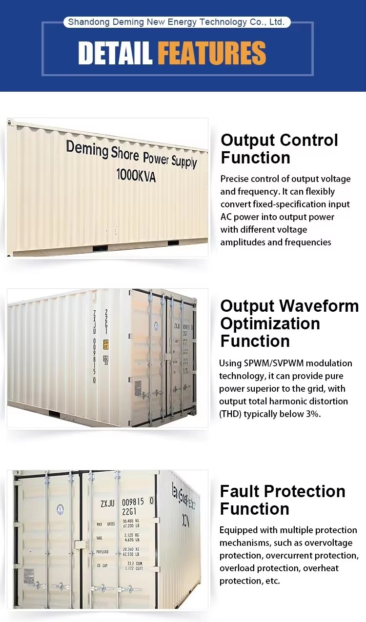 Deming 500kVA 3 Phase Input/Output Shore Power Unit 300-1000V 24-400Hz VVF 660V Output Forced Convection Cooling 0.96 Efficiency