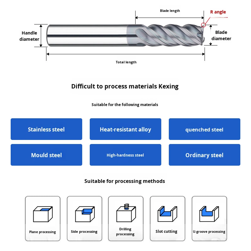 55 Degree Tungsten Steel Carbide Coated Milling Cutter CNC Machining End Mill Factory Direct Wholesale