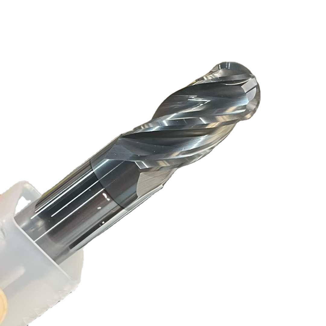 CNC Tools 4 Flute Milling Cutter Solid Carbide Ball Nose HRC60 OEM Carbide End Mill Ball Nose Cutter