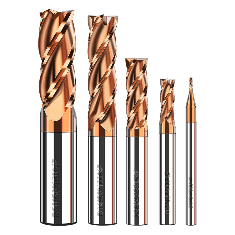 4 Flute TiAlN Coated Solid Carbide 1-20mm CNC Milling Cutter End Mill Cutting Tungsten Cobalt Alloy Significantly Strong Core
