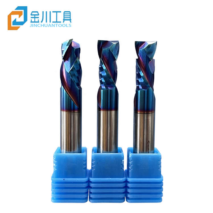 Jinchuan OEM/ODM Customization 2-Flute Carbide CNC Woodworking Spiral Router Bit Compression Cutter End Mills HRC45-60 4-12mm