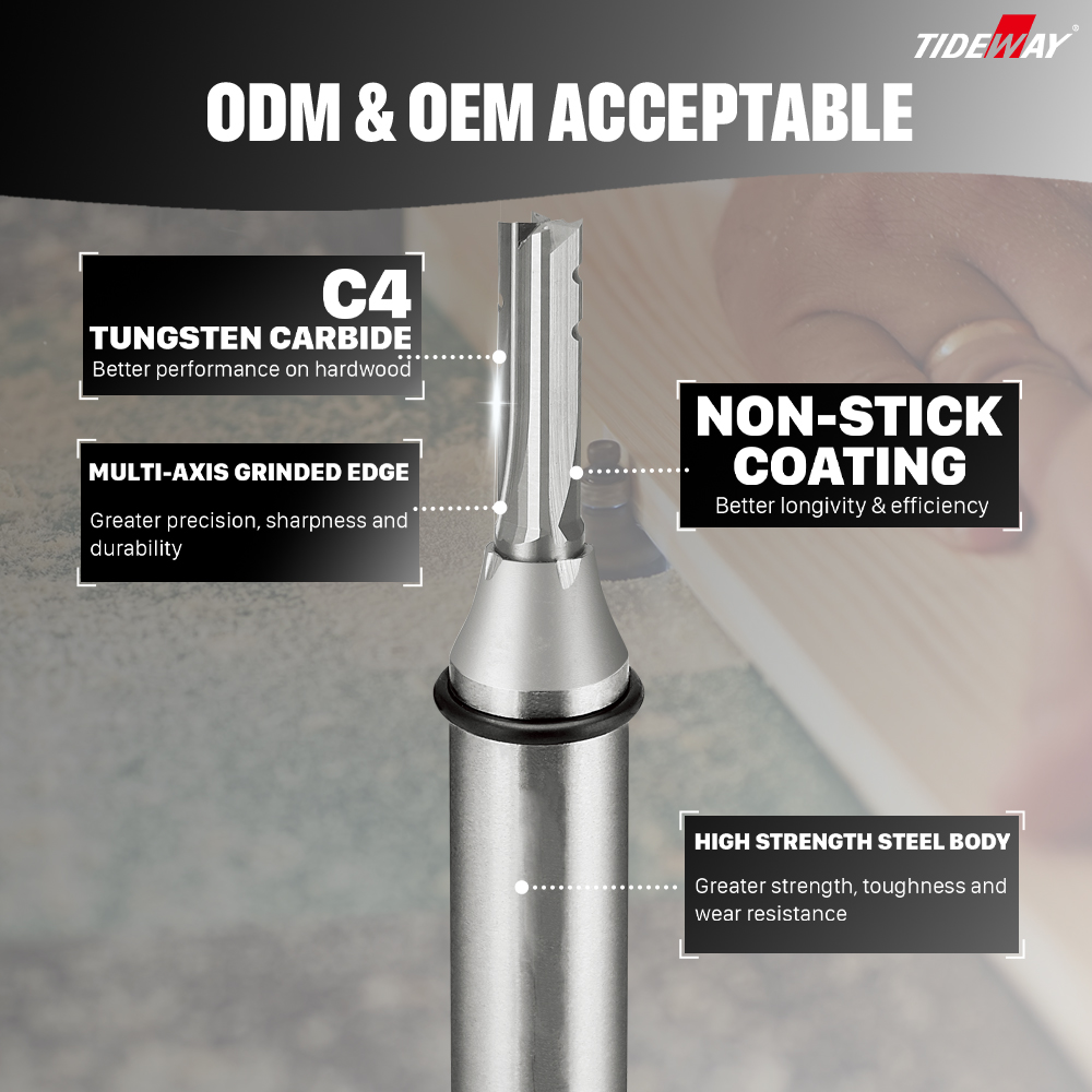 Tideway CNC Tungsten Carbide 4 Flutes OEM Long Drill Bits End Mill Tools 1/2 1/4 Inch Shank For Woodworking