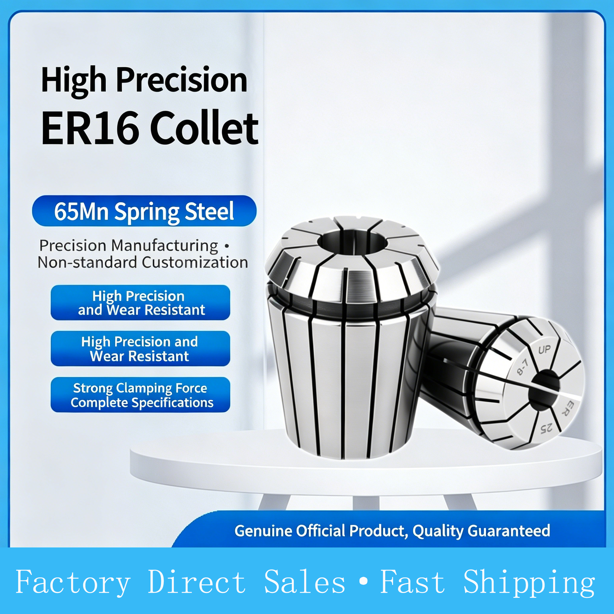 ER16 High-Precision Spring Collet Chuck CNC Tool Holder ER25 ER40 ER32 National Standard Customizable Made China 3-Month