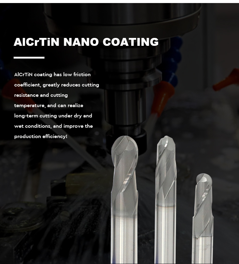 Leehoo Gx Series Long Tool Life 2 Flutes HRC55 2mm Solid Carbide Ball Nose End Milling Boring Reamer CNC Cutting Milling Tools for Stainless Steel