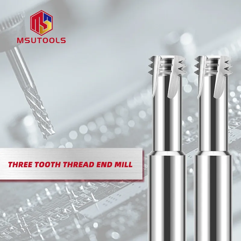 Solid Carbide Thread Milling Cutter Threading Tool Mill for Aluminum Thread Angle 60 Degrees