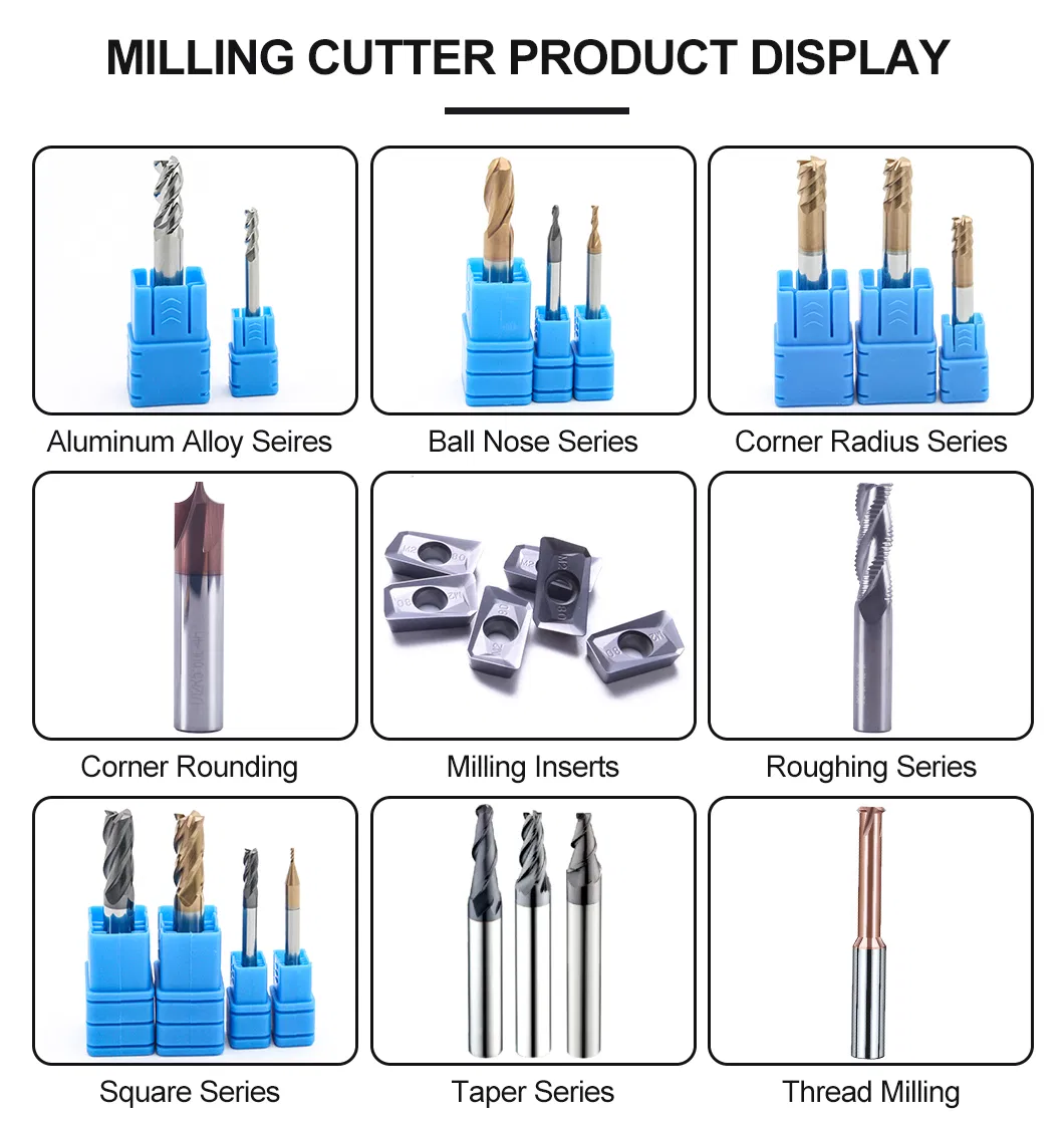 4 Flutes Tungsten Carbide End CNC Machining Aluminum Alloy Corner Radius Square Taper Roughing Thread Cylindrical Milling Tool Cutter