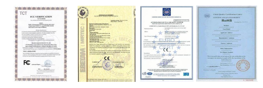 CE FCC ROHS Certificates