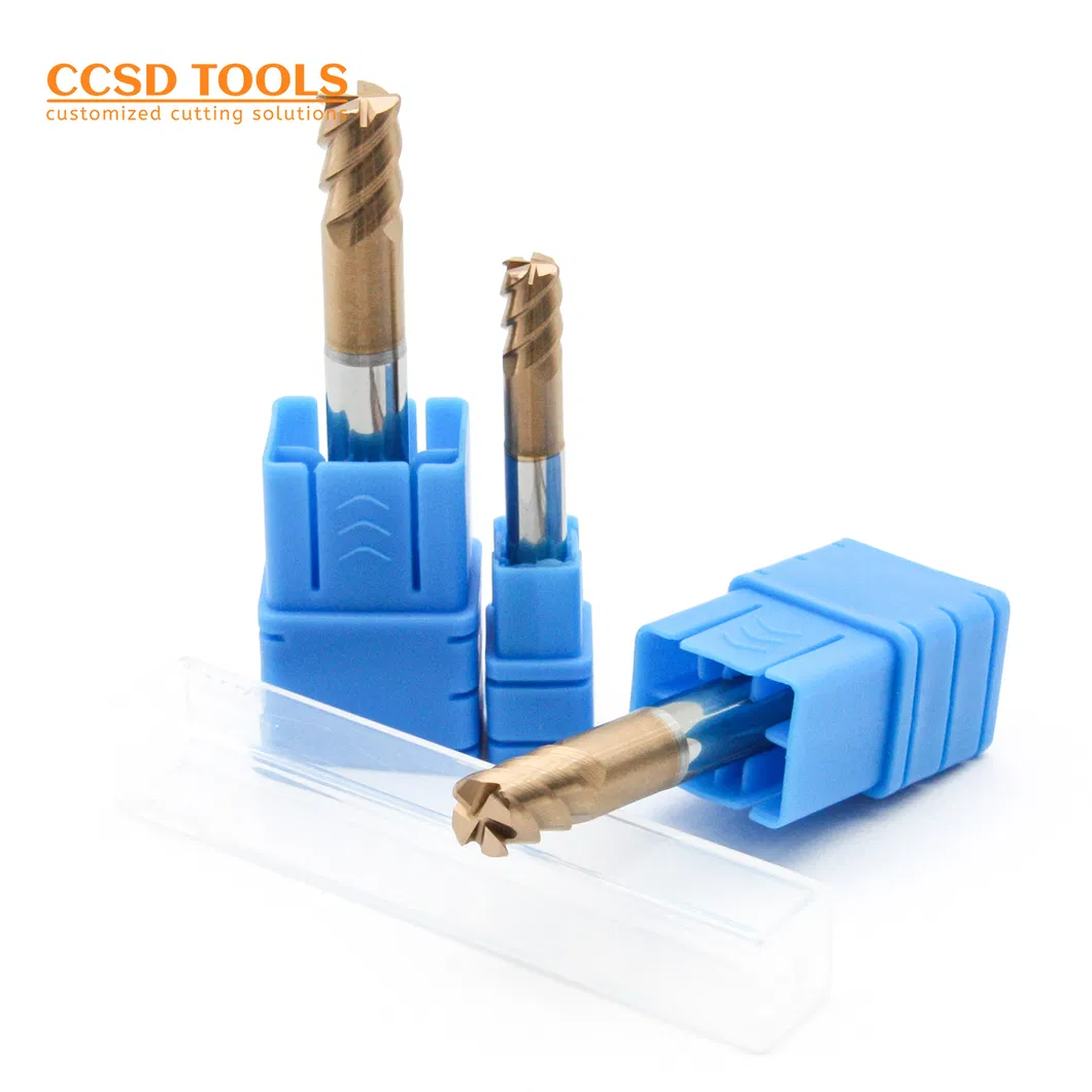 4 Flutes Tungsten Carbide End CNC Machining Aluminum Alloy Corner Radius Square Taper Roughing Thread Cylindrical Milling Tool Cutter