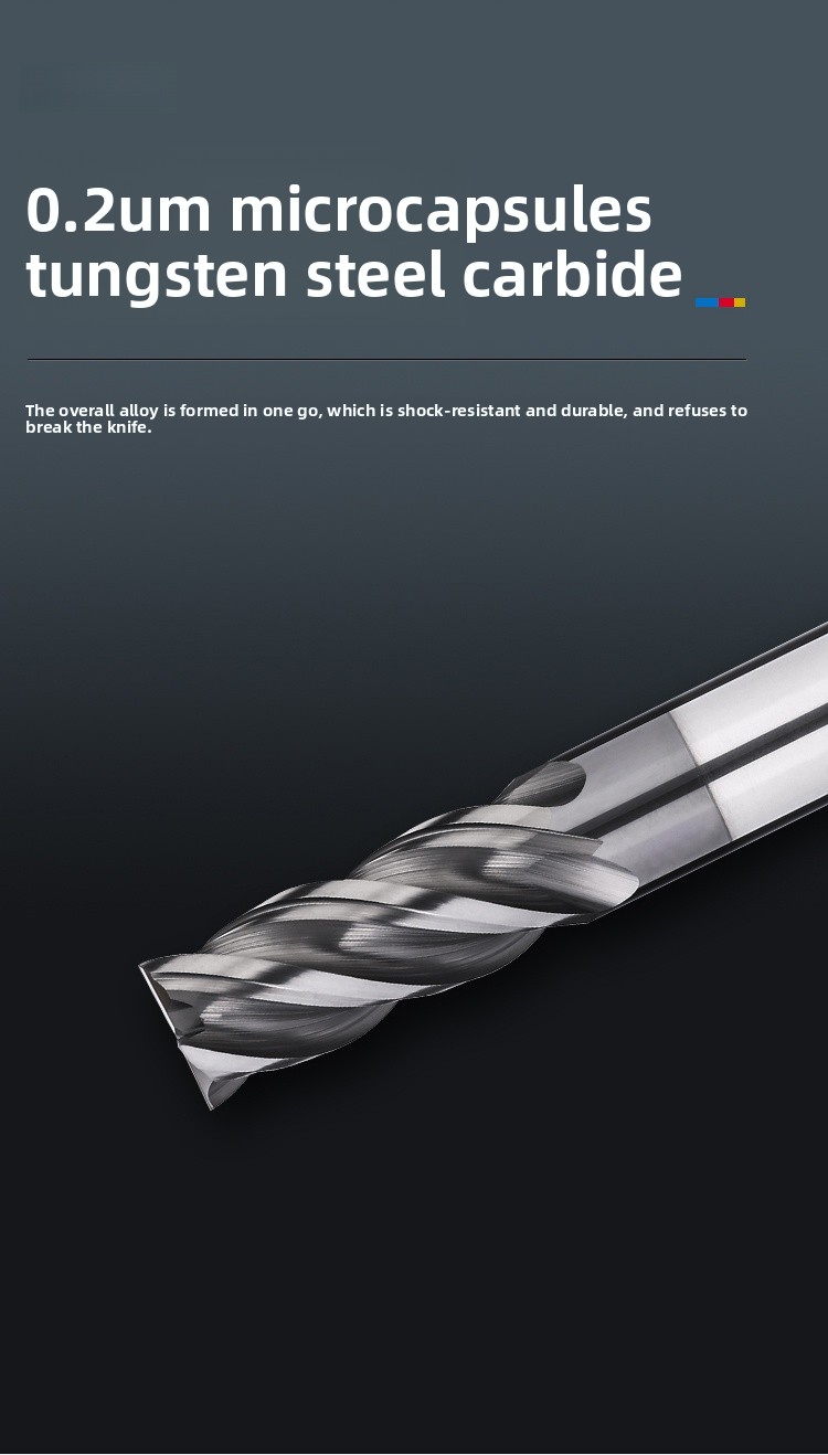70 Degree Tungsten Steel Milling Cutter, 4-edge Alloy End Mill, Flat Bottomed Four Edge Straight Shank Coated Steel CNC