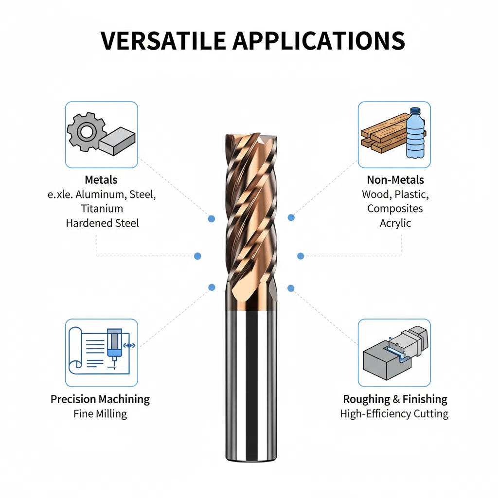 55 Degrees 4-Blade Tungsten Steel CNC Milling Cutter Straight Shanks Alloy End Milling Cutter