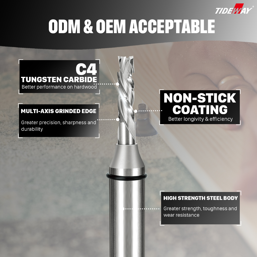 Tideway AlTin TCT Drill Bit Fluting Machine Compression Spiral Bits Welling Router Grooving Tap Woodworking Tools 2 ODM/OEM