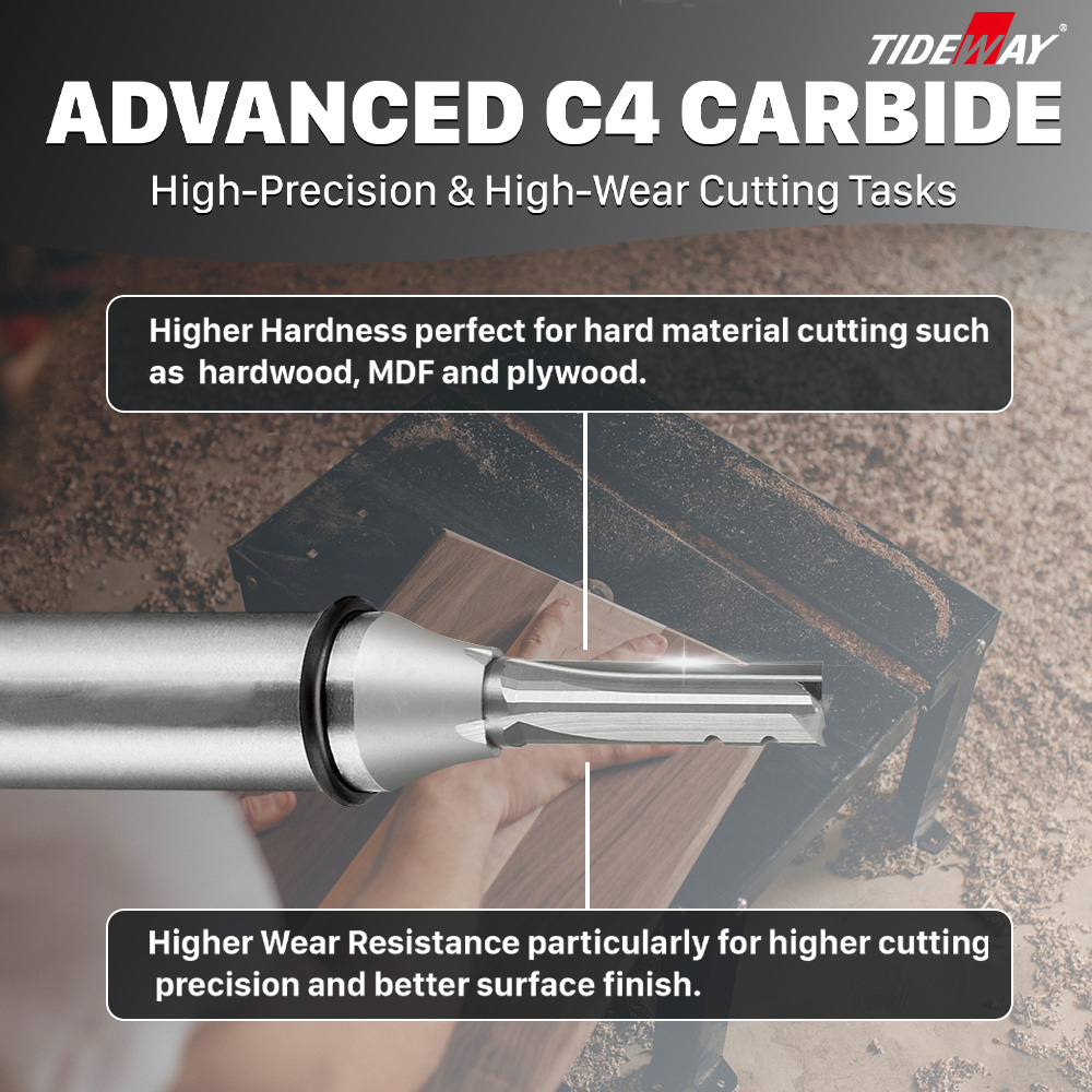 Tideway CNC Tungsten Carbide 4 Flutes OEM Long Drill Bits End Mill Tools 1/2 1/4 Inch Shank For Woodworking