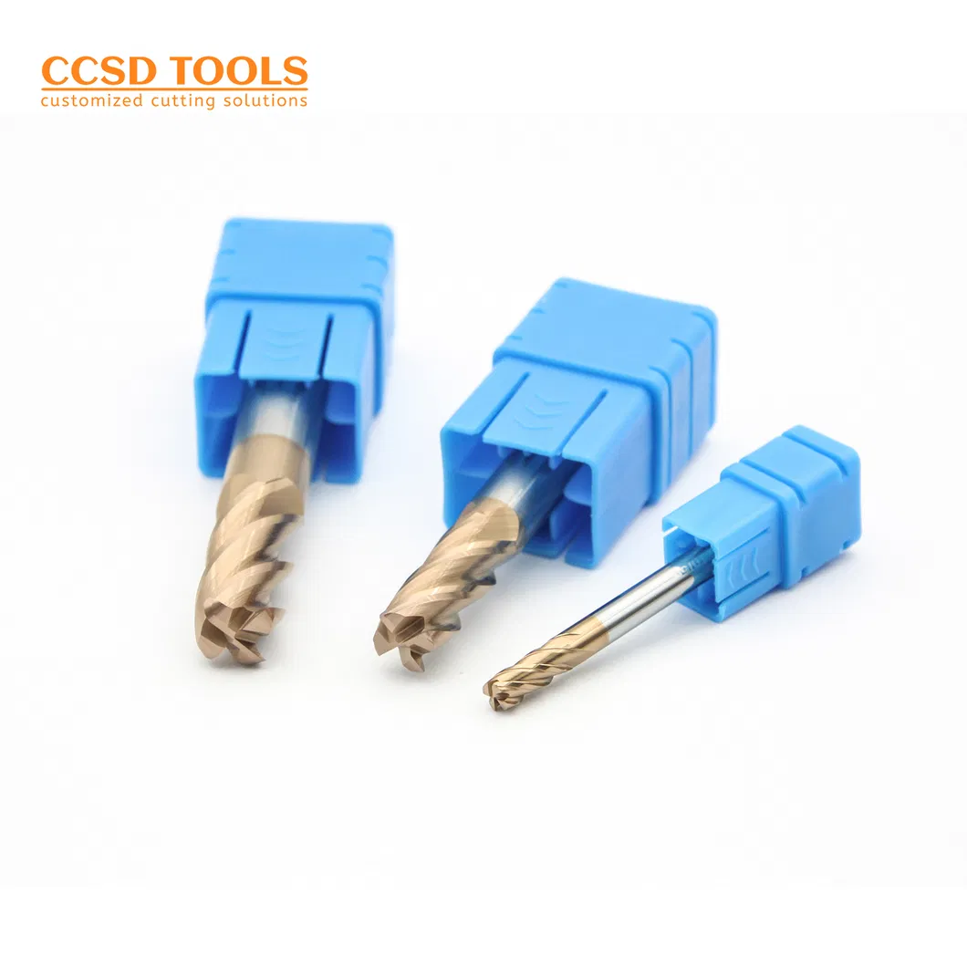 4 Flutes Tungsten Carbide End CNC Machining Aluminum Alloy Corner Radius Square Taper Roughing Thread Cylindrical Milling Tool Cutter