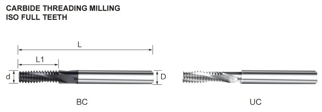 CNC 55/60 ISO Solid Carbide Pith 0.2 - 5.0 Thread Milling Cutter