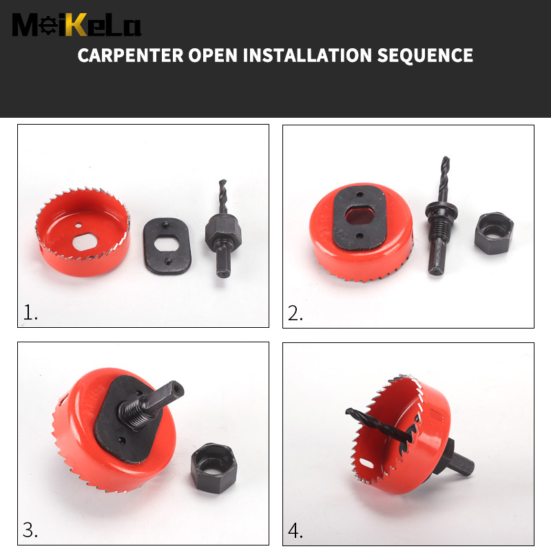 MeiKeLa Professional Metal Woodworking Hole Saw Tile Tool Cutter Drill Bit 5pcs Wood Hole Saw Set