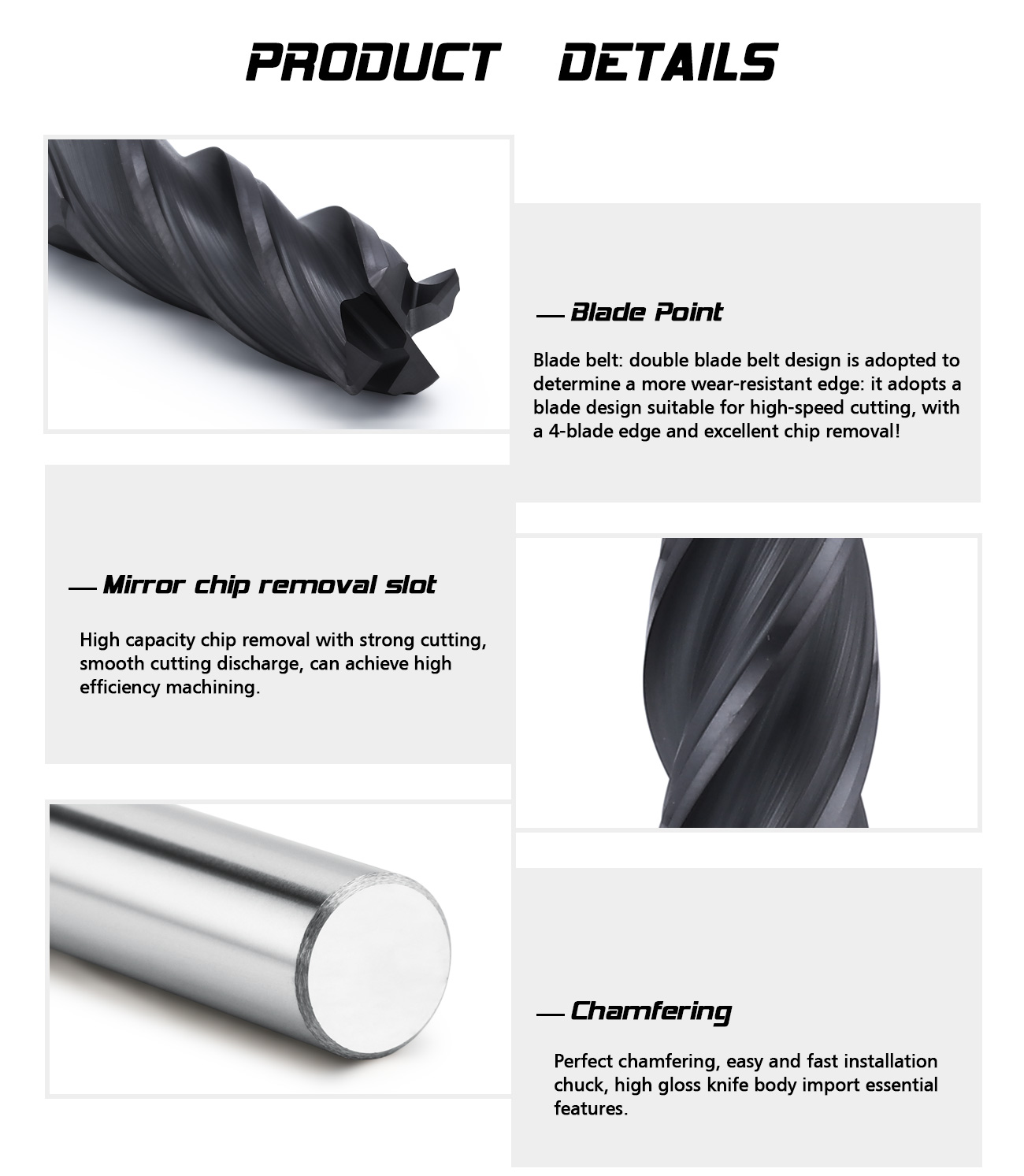 ZHY Factory Direct Customizable Carbide 2 Flutes 4 Flutes Flat Endmill 3mm 6mm 8mm 10mm End Mill