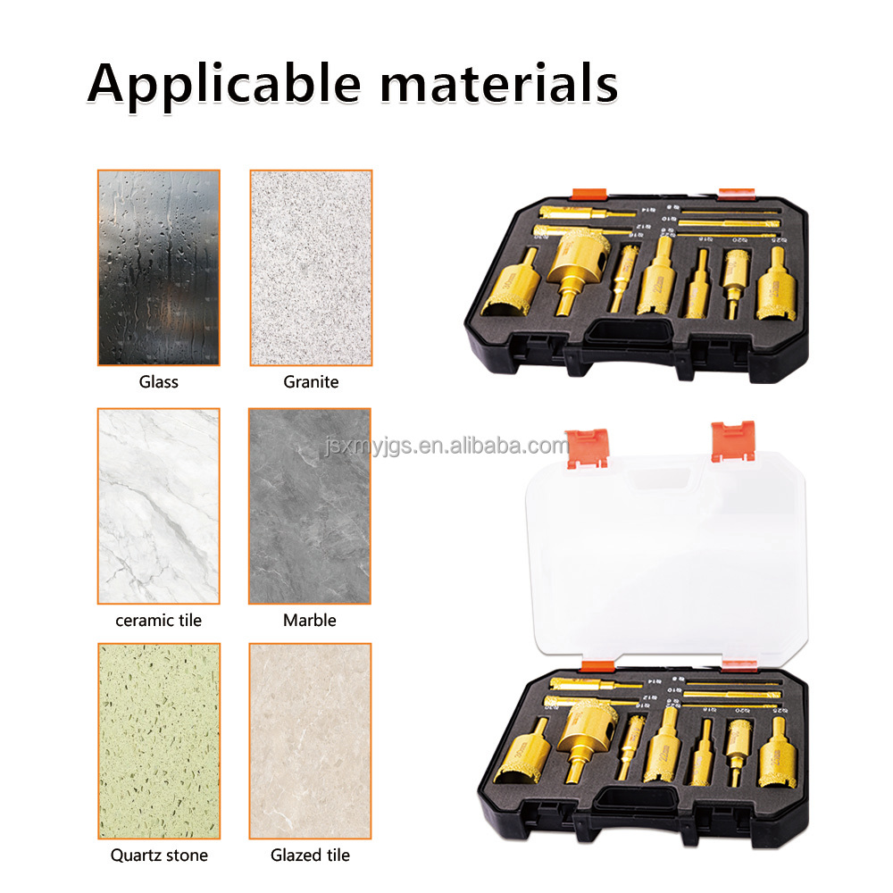 Factory Direct Sale Of 12 Pieces Of Vacuum Brazed Diamond Hole Saw Drilling Kit For Stone And Tile Drilling