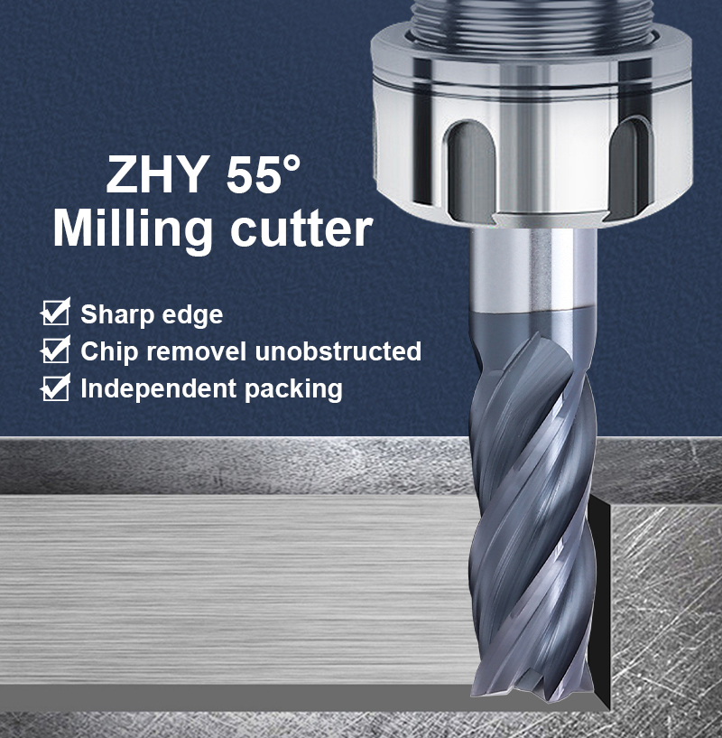 ZHY Factory Direct Sale 2F Carbide Square Endmill Milling Cutter for Metal Tungsten CNC Cutting Tools
