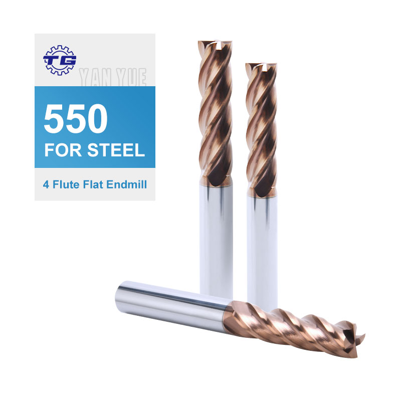 TG Precise Customized End Mills End Mill Cutter 4 Flutes Flat Head Coating (550 Series) Face Milling Cutter Roughing End Mill