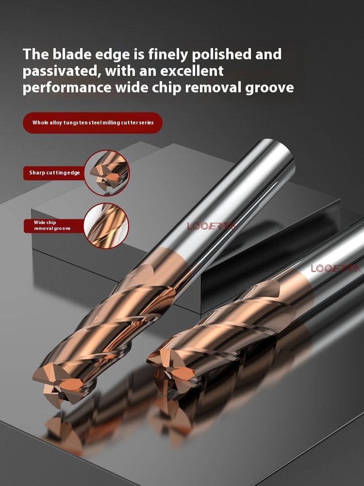 LOOERTA 55&deg; Alloy Milling Cutter 4E 1-25 CNC Stainless Steel Washing Knife Extended Coated Tungsten Steel Carbide End Mill
