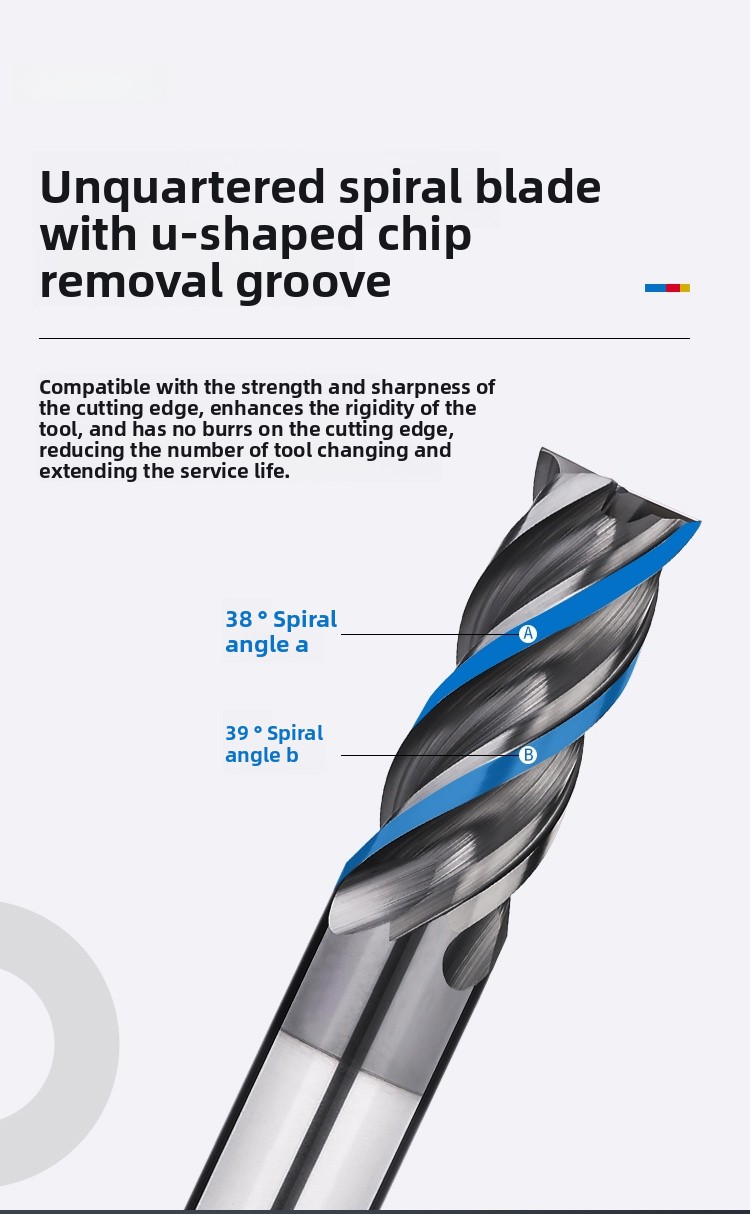 70 Degree Tungsten Steel Milling Cutter, 4-edge Alloy End Mill, Flat Bottomed Four Edge Straight Shank Coated Steel CNC