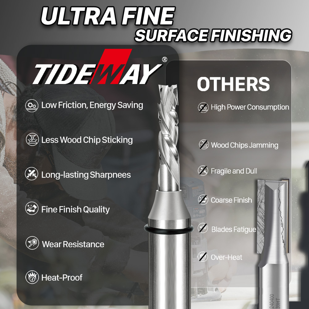Tideway AlTin TCT Drill Bit Fluting Machine Compression Spiral Bits Welling Router Grooving Tap Woodworking Tools 2 ODM/OEM