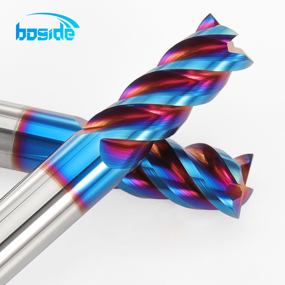 HRC65 4 Flute Flat End Mill TiAlN Colorful Coating Dia 2-20mm Solid Carbide CNC Milling Cutter for Stainless Steel