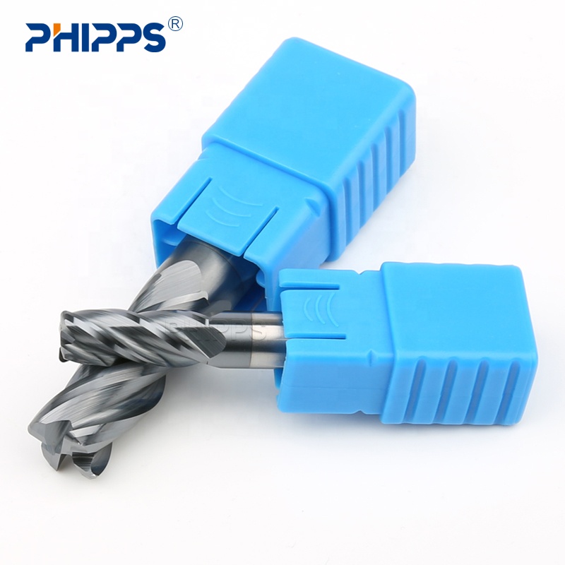 HRC45 4mm Solid Carbide High Feed Cnc Long Flute 4 Flutes Round Corner Radius square End Mill Flat Milling Cutter