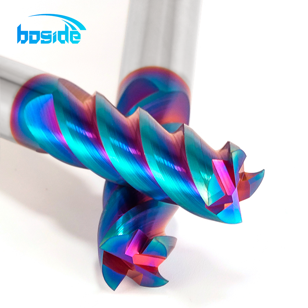 HRC65 4 Flute Flat End Mill TiAlN Colorful Coating Dia 2-20mm Solid Carbide CNC Milling Cutter for Stainless Steel