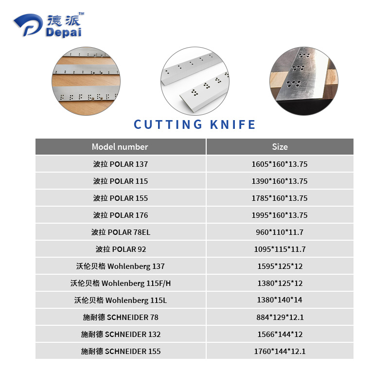 Depai Factory Price Industrial Paper Cutting Knife Replacement Blades For POLAR Wohlenberg Schneider Series Guillotine Cutter