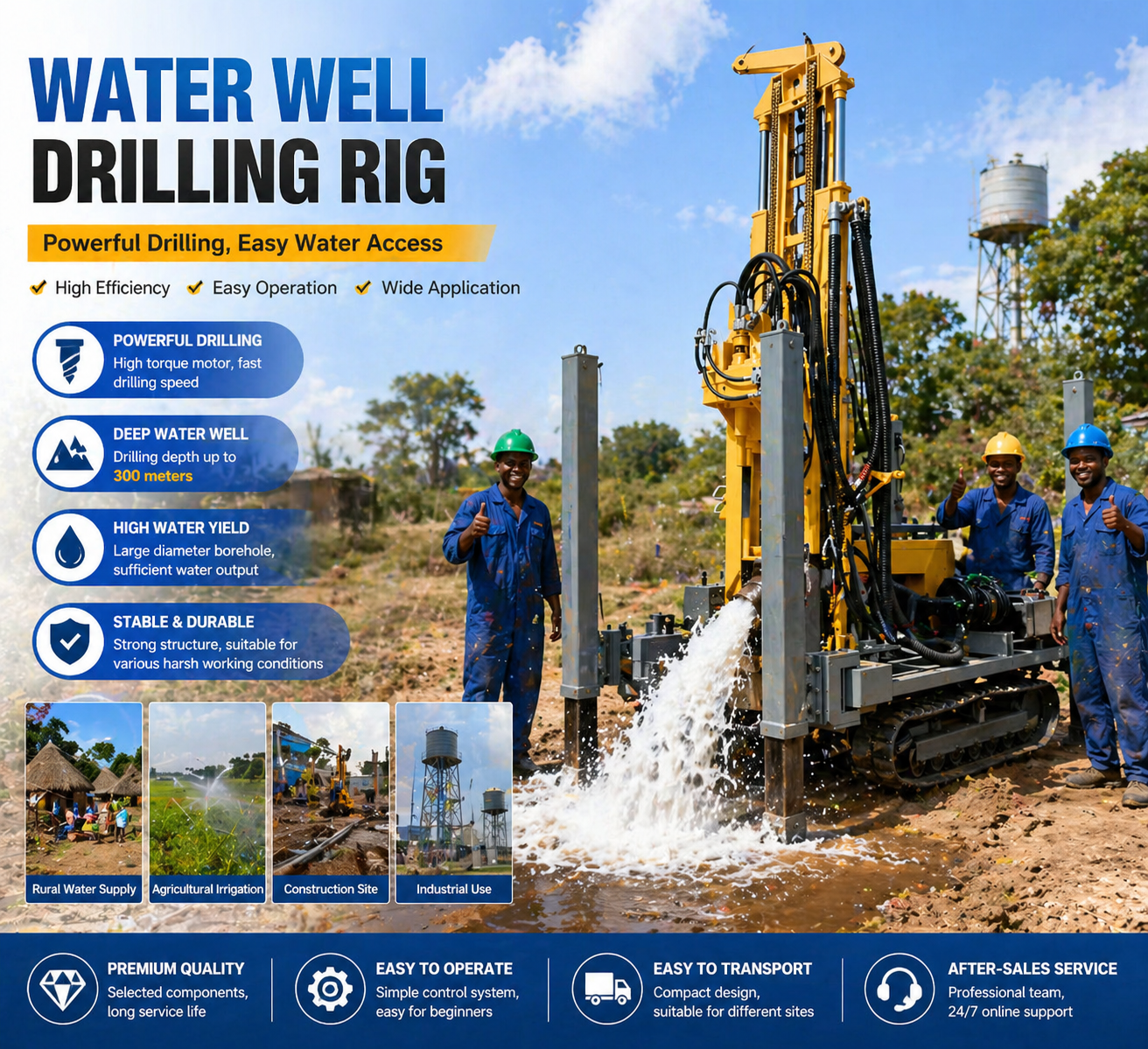 Harkon 260m Hydraulic Diesel Crawler Water Well Drilling Rig Portable Borehole Drill Machine For Hard Rock Drilling Kit