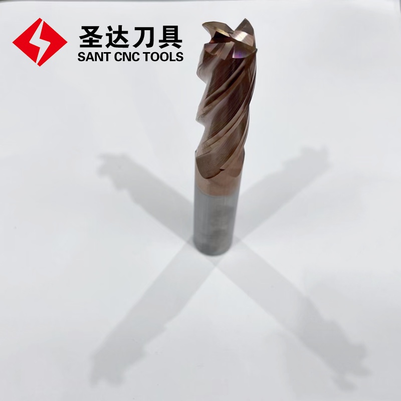 Four-flute 45 Degree Solid Carbide Tungsten Carbide End Mill head view