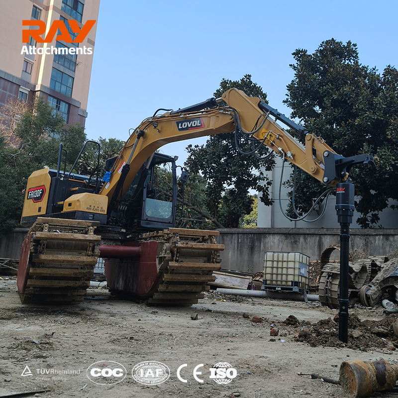 RAY Hydraulic Earth Auger Drill - Excavator Auger Attachment Supplier For Piling, Soil Drilling &amp; Skid Steer Post Hole Digger