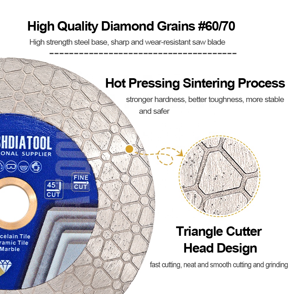 105/115/125mm Triangle Design Double Sided Diamond Saw Blade Cutting&amp;Grinding Disc Tile Cutter Cutting Blade for Marble Granite