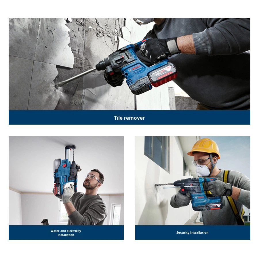 Original for Cordless Brushless 18V Lithium Battery Four-Pit Electric Hammer Pickaxe Impact Drill Multi-Function Tool GBH185-LI